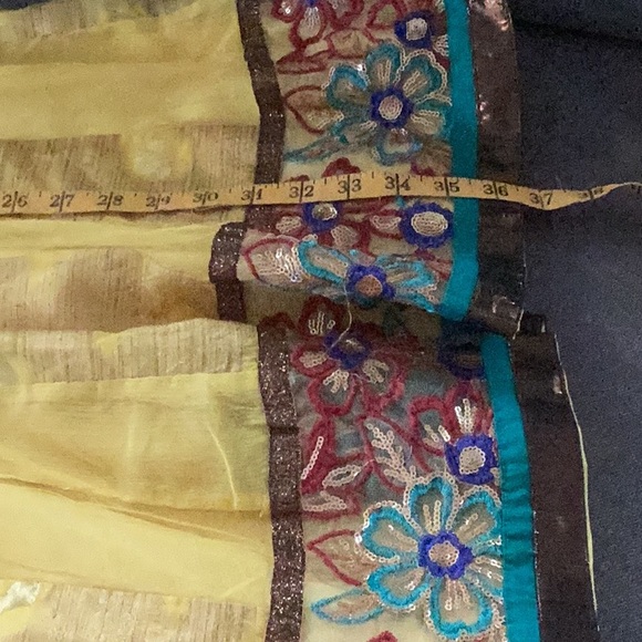 Bright yellow gold beaded dress embroidered beaded flowers size 2 or 4 EU 34 - Picture 12 of 14